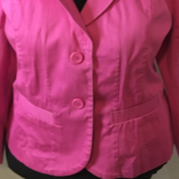 Lane Bryant Cotton Hot Pink 3/4 Sleeve Jacket 16 - Picture 3 of 6